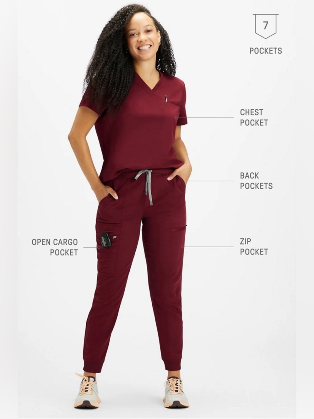 Fabletics Women’s XS Vital V-Neck Top and matching S on-Call Jogger in Wine, EUC